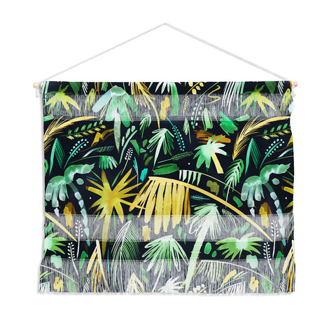 Ninola Design Tropical Expressive Palms Dark Wall Hanging Landscape