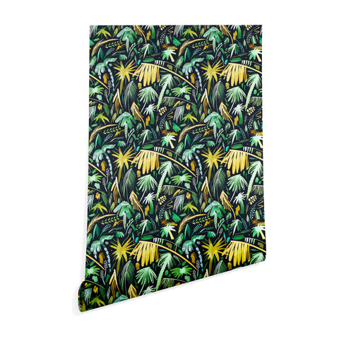 Ninola Design Tropical Expressive Palms Dark Wallpaper
