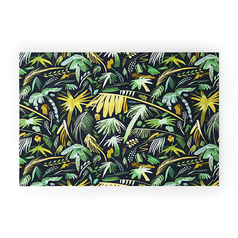 Ninola Design Tropical Expressive Palms Dark Welcome Mat