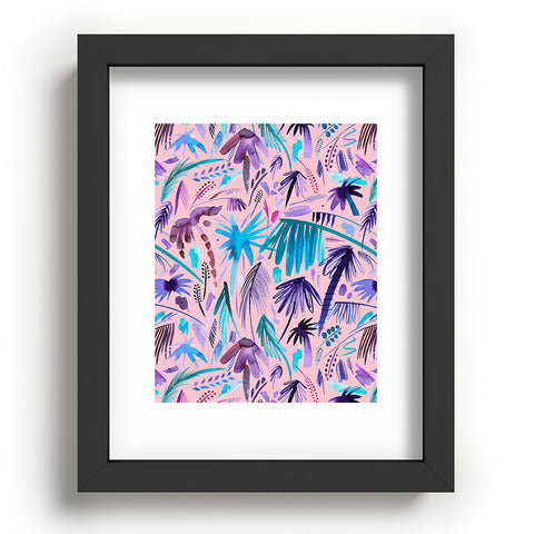 Ninola Design Tropical Expressive Palms Pink Recessed Framing Rectangle