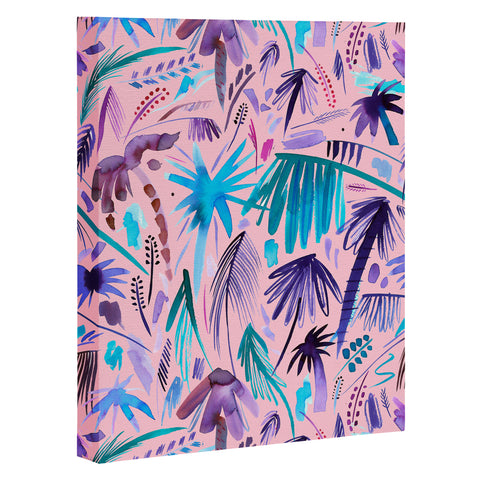 Ninola Design Tropical Expressive Palms Pink Art Canvas