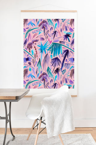 Ninola Design Tropical Expressive Palms Pink Art Print And Hanger