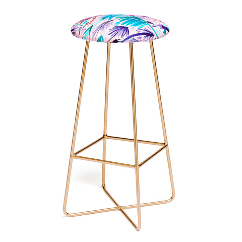 Ninola Design Tropical Expressive Palms Pink Bar Stool