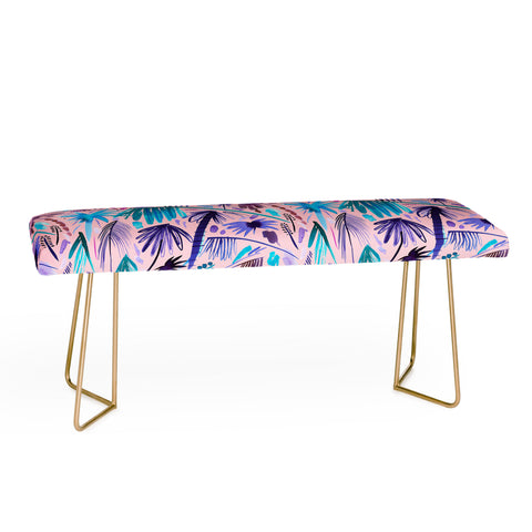 Ninola Design Tropical Expressive Palms Pink Bench