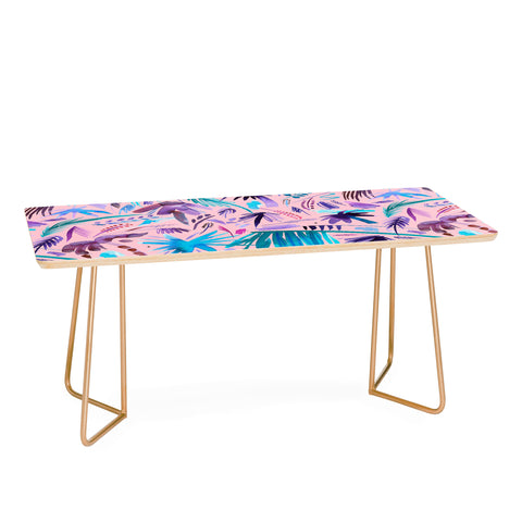 Ninola Design Tropical Expressive Palms Pink Coffee Table