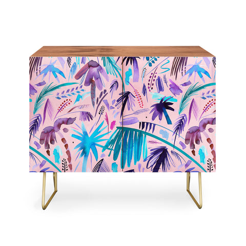Ninola Design Tropical Expressive Palms Pink Credenza