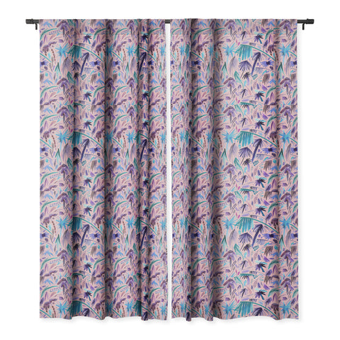 Ninola Design Tropical Expressive Palms Pink Blackout Window Curtain