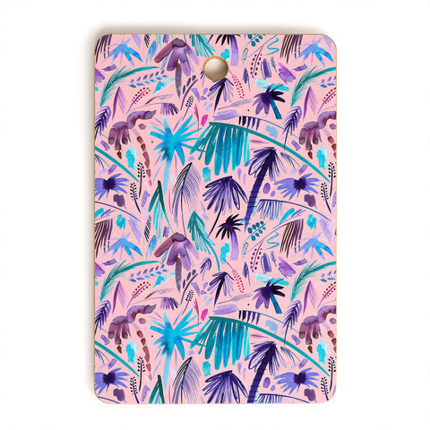 Ninola Design Tropical Expressive Palms Pink Cutting Board Rectangle