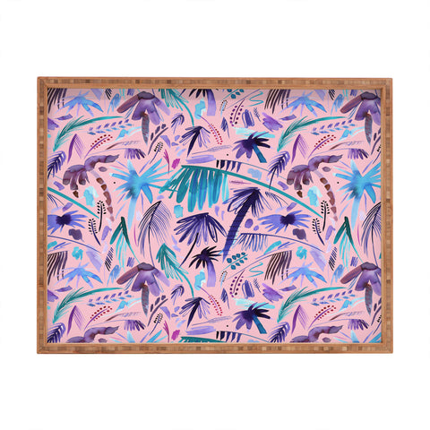 Ninola Design Tropical Expressive Palms Pink Rectangular Tray