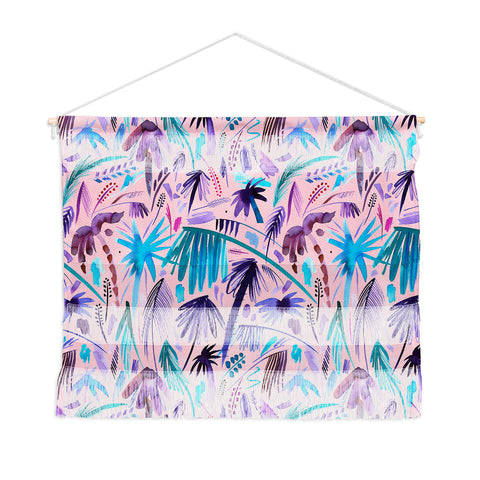 Ninola Design Tropical Expressive Palms Pink Wall Hanging Landscape