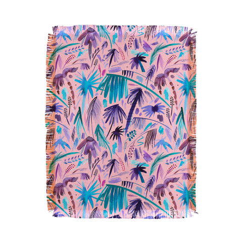 Ninola Design Tropical Expressive Palms Pink Throw Blanket