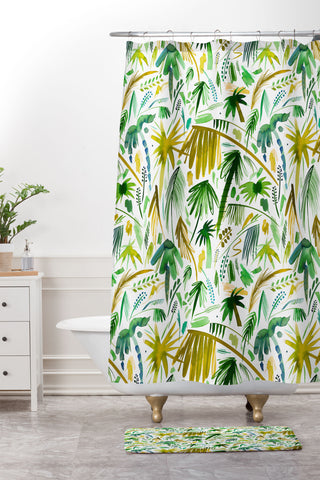 Ninola Design Tropical Expressive Palms Shower Curtain And Mat