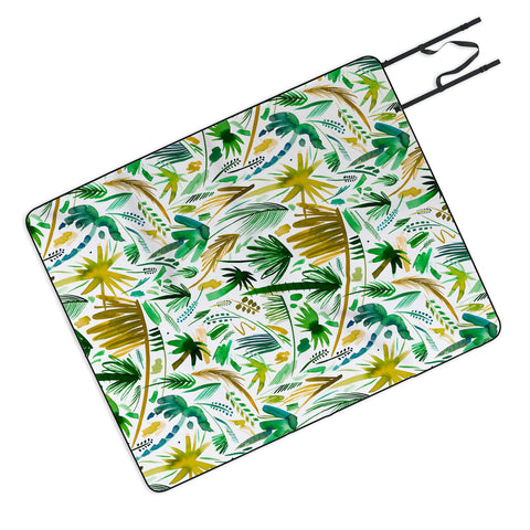 Ninola Design Tropical Expressive Palms Picnic Blanket