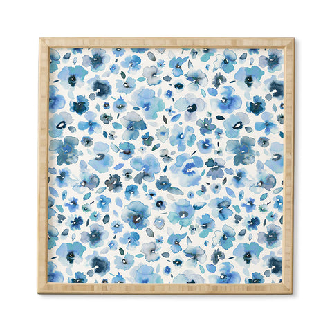 Ninola Design Tropical Flowers Blue Framed Wall Art