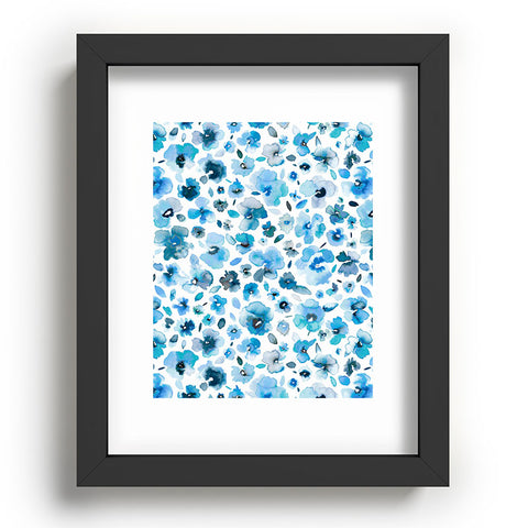 Ninola Design Tropical Flowers Blue Recessed Framing Rectangle