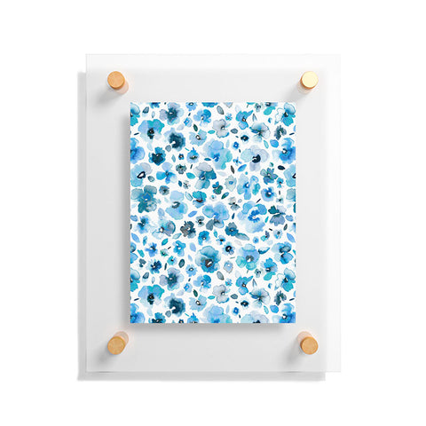 Ninola Design Tropical Flowers Blue Floating Acrylic Print
