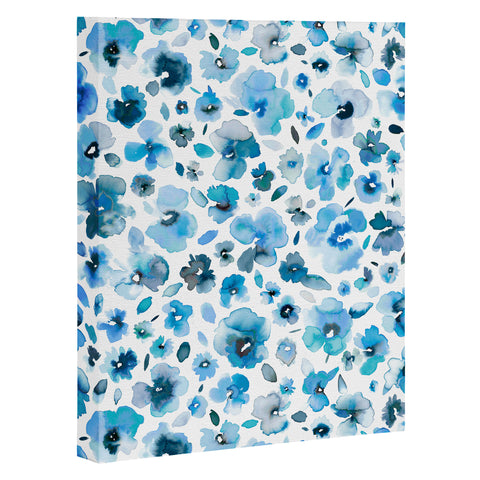 Ninola Design Tropical Flowers Blue Art Canvas