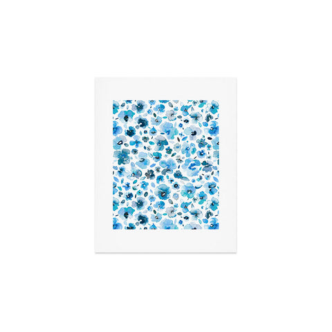 Ninola Design Tropical Flowers Blue Art Print