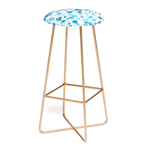 Ninola Design Tropical Flowers Blue Bar Stool