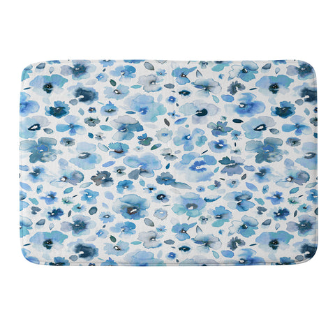 Ninola Design Tropical Flowers Blue Memory Foam Bath Mat