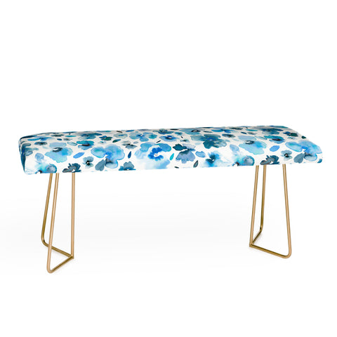 Ninola Design Tropical Flowers Blue Bench
