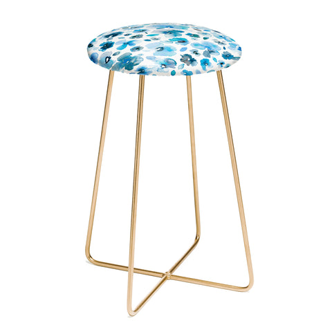 Ninola Design Tropical Flowers Blue Counter Stool