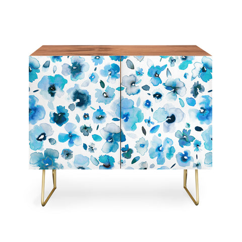 Ninola Design Tropical Flowers Blue Credenza