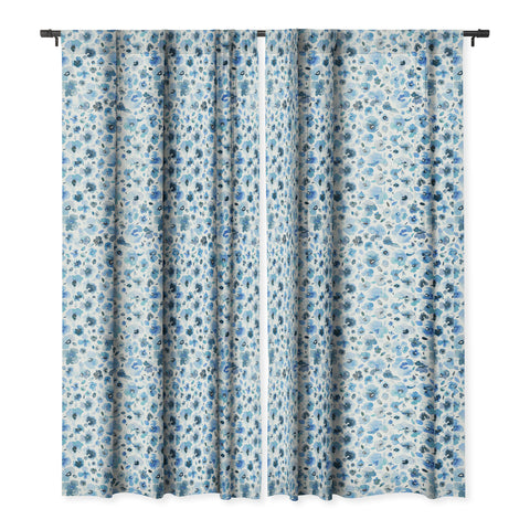 Ninola Design Tropical Flowers Blue Blackout Window Curtain