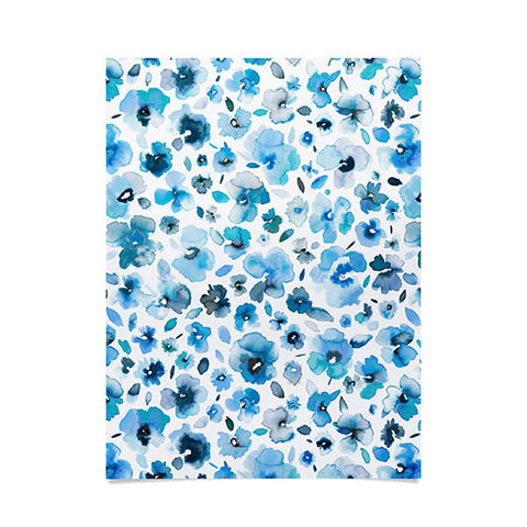 Ninola Design Tropical Flowers Blue Poster