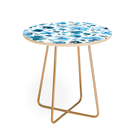 Ninola Design Tropical Flowers Blue Round Side Table