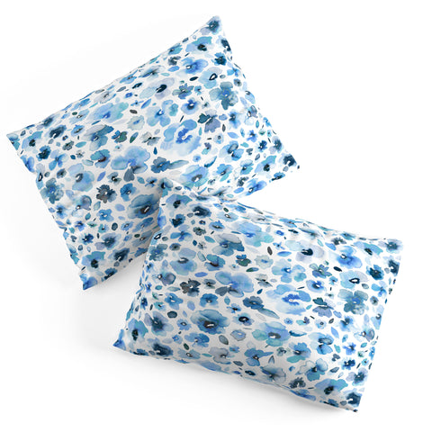 Ninola Design Tropical Flowers Blue Pillow Shams