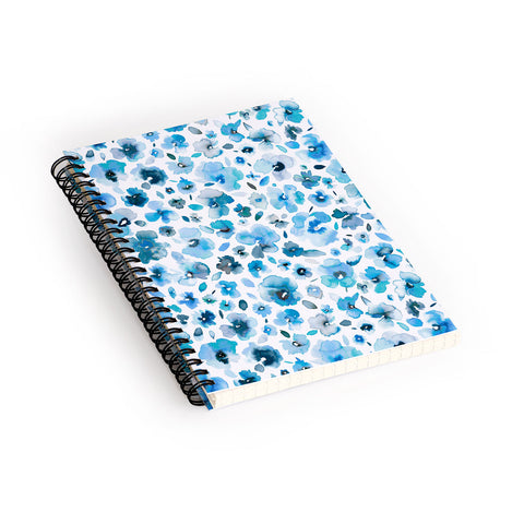 Ninola Design Tropical Flowers Blue Spiral Notebook