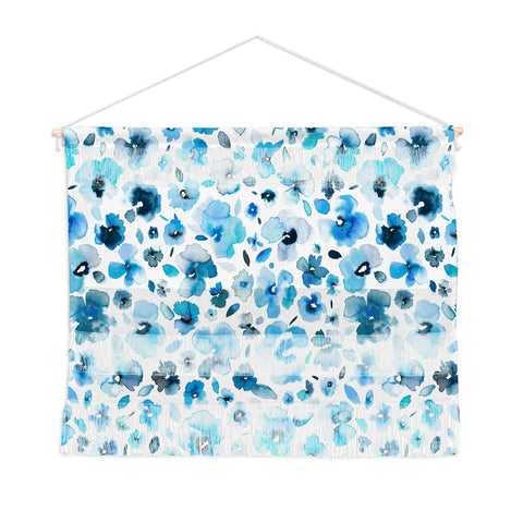 Ninola Design Tropical Flowers Blue Wall Hanging Landscape