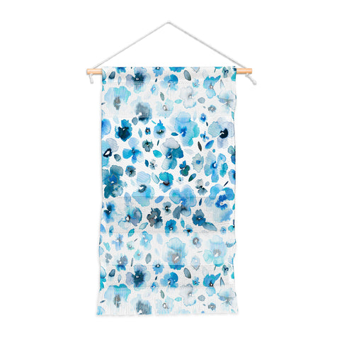 Ninola Design Tropical Flowers Blue Wall Hanging Portrait