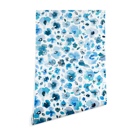 Ninola Design Tropical Flowers Blue Wallpaper