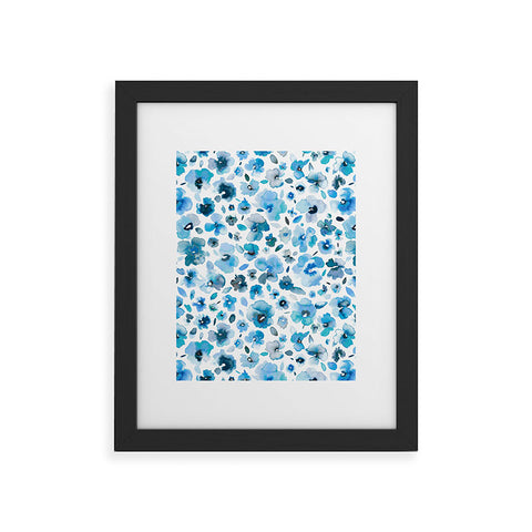 Ninola Design Tropical Flowers Blue Framed Art Print