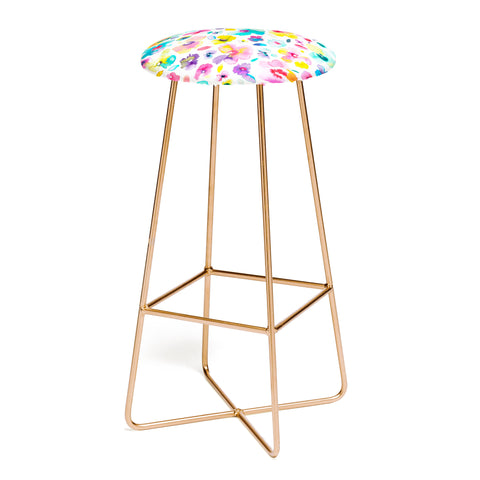 Ninola Design Tropical Flowers Watercolor Bar Stool
