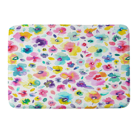 Ninola Design Tropical Flowers Watercolor Memory Foam Bath Mat