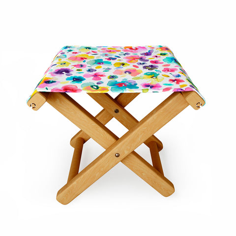 Ninola Design Tropical Flowers Watercolor Folding Stool