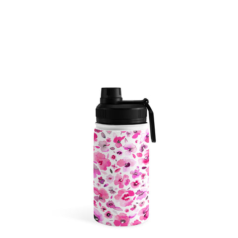Ninola Design Tropical Flowers Watercolor Pink Water Bottle