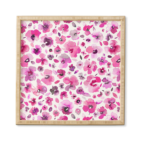 Ninola Design Tropical Flowers Watercolor Pink Framed Wall Art
