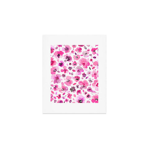 Ninola Design Tropical Flowers Watercolor Pink Art Print