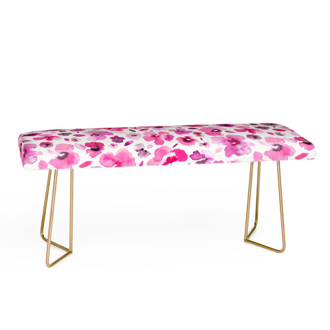 Ninola Design Tropical Flowers Watercolor Pink Bench
