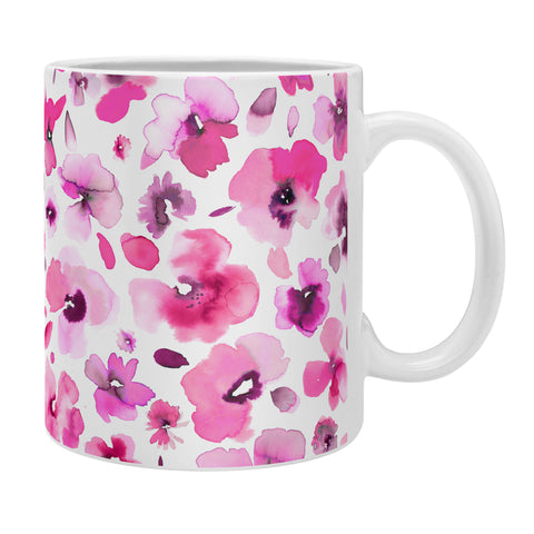 Ninola Design Tropical Flowers Watercolor Pink Coffee Mug