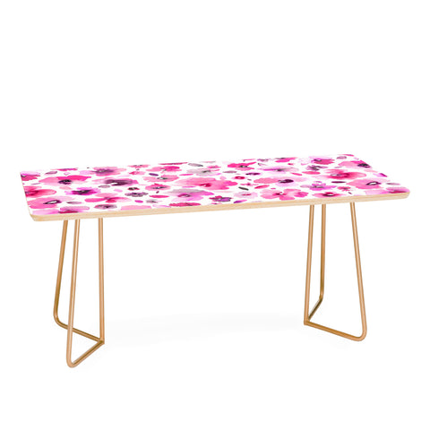 Ninola Design Tropical Flowers Watercolor Pink Coffee Table