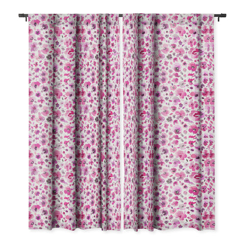 Ninola Design Tropical Flowers Watercolor Pink Blackout Window Curtain