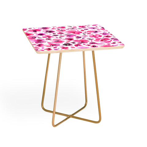 Ninola Design Tropical Flowers Watercolor Pink Side Table