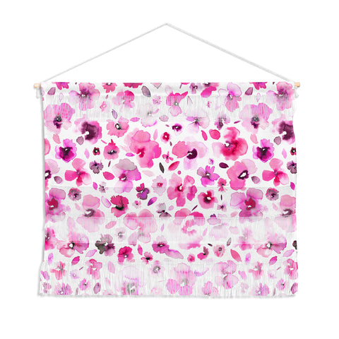 Ninola Design Tropical Flowers Watercolor Pink Wall Hanging Landscape