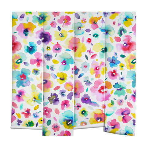 Ninola Design Tropical Flowers Watercolor Wall Mural