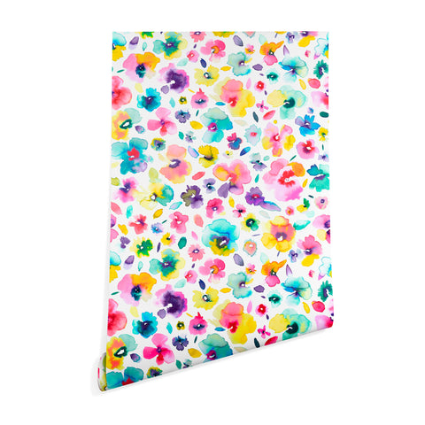 Ninola Design Tropical Flowers Watercolor Wallpaper